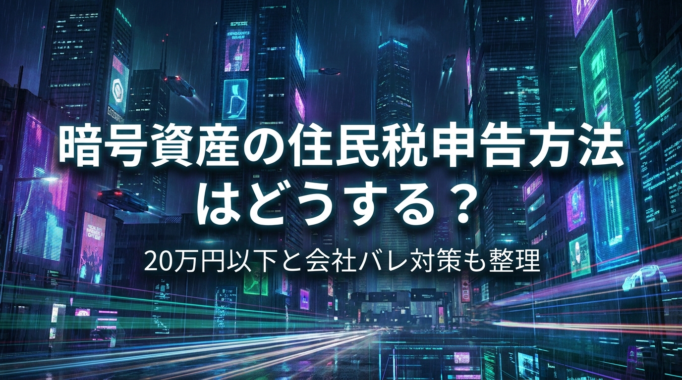 暗号資産の住民税申告方法はどうする？20万円以下と会社バレ対策も整理