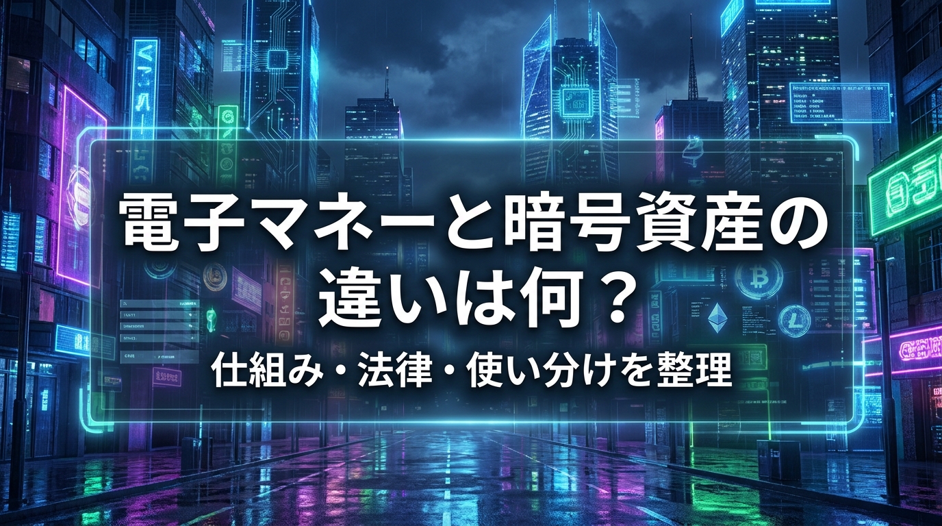 電子マネーと暗号資産の違いは何？仕組み・法律・使い分けを整理