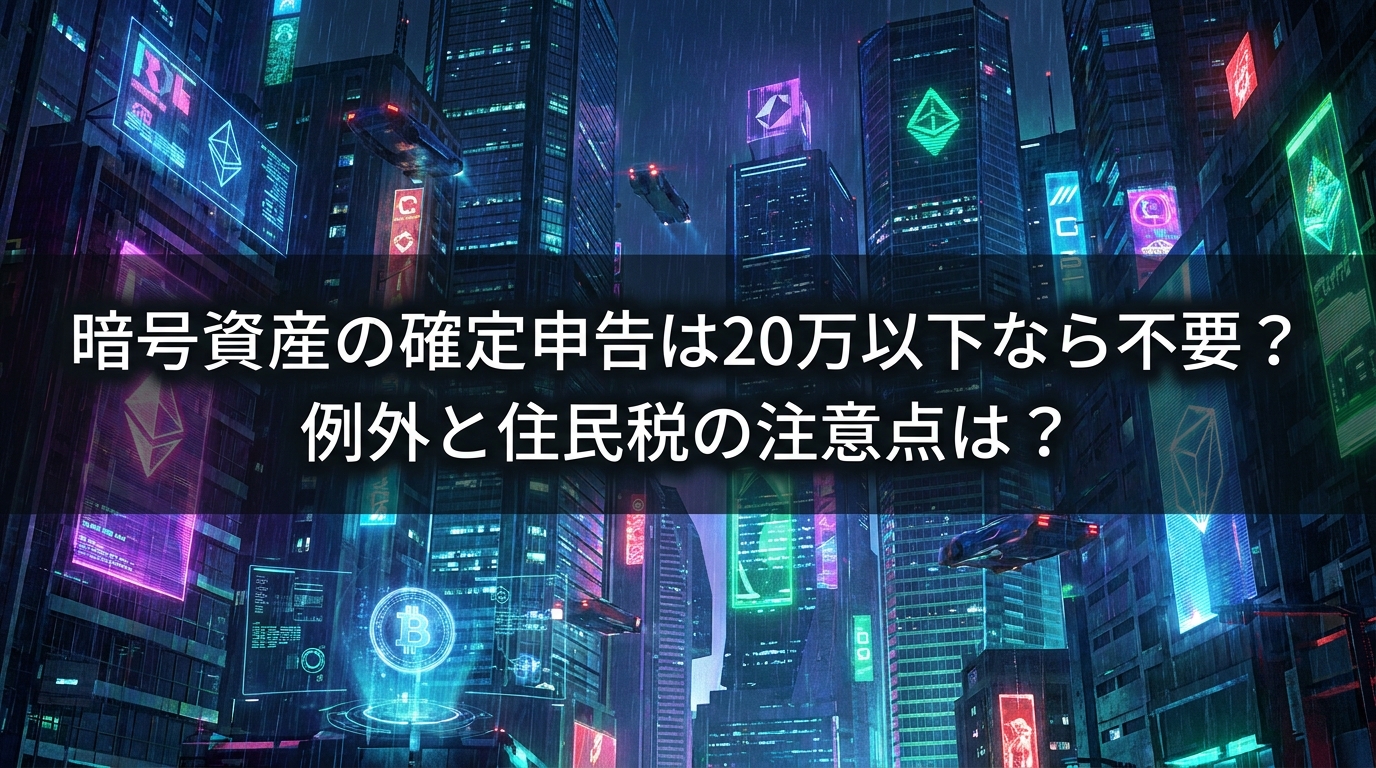 暗号資産の確定申告は20万以下なら不要？例外と住民税の注意点は？