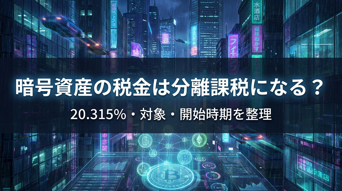 暗号資産の税金は分離課税になる？20.315%・対象・開始時期を整理